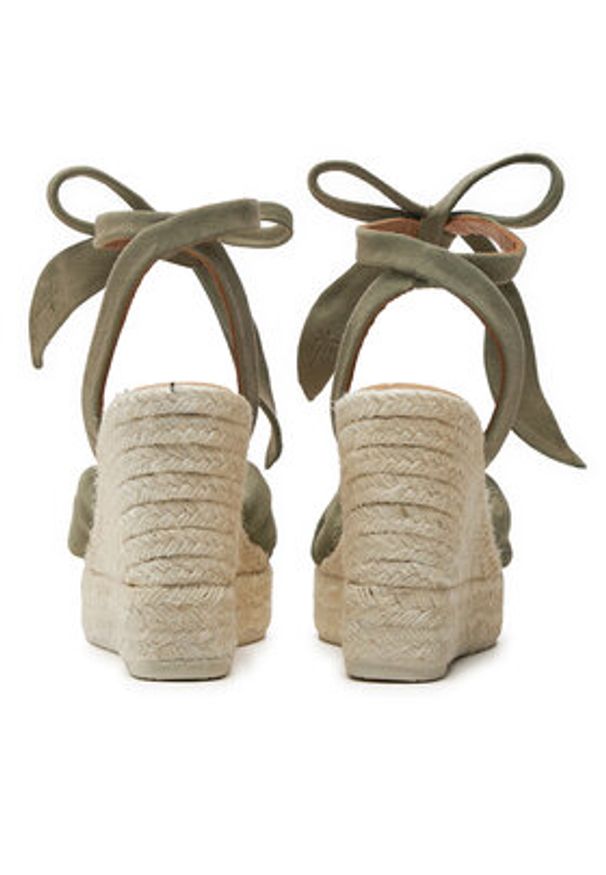 Manebi Espadryle Hamptons Wedge Espadrilles With Knot W 0.1 WS Zielony. Kolor: zielony. Materiał: zamsz, skóra