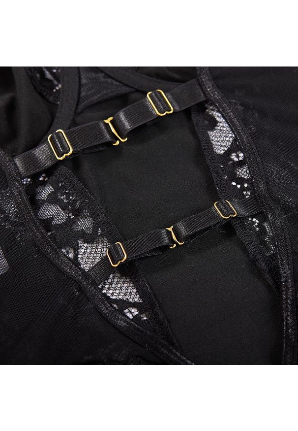 Intica - Body z wycięciem na miseczkach na romantyczne wieczory Adelind. Kolor: czarny. Materiał: materiał