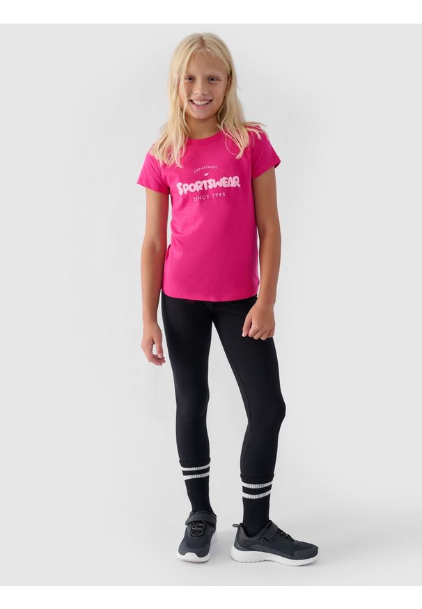 4f - 4F Legginsy dzianinowe dziewczęce - czarne 164 (13-14 lat). Okazja: na co dzień. Stan: podwyższony. Kolor: czarny. Materiał: dzianina. Wzór: ze splotem, jednolity, gładki. Sezon: lato. Styl: sportowy, casual