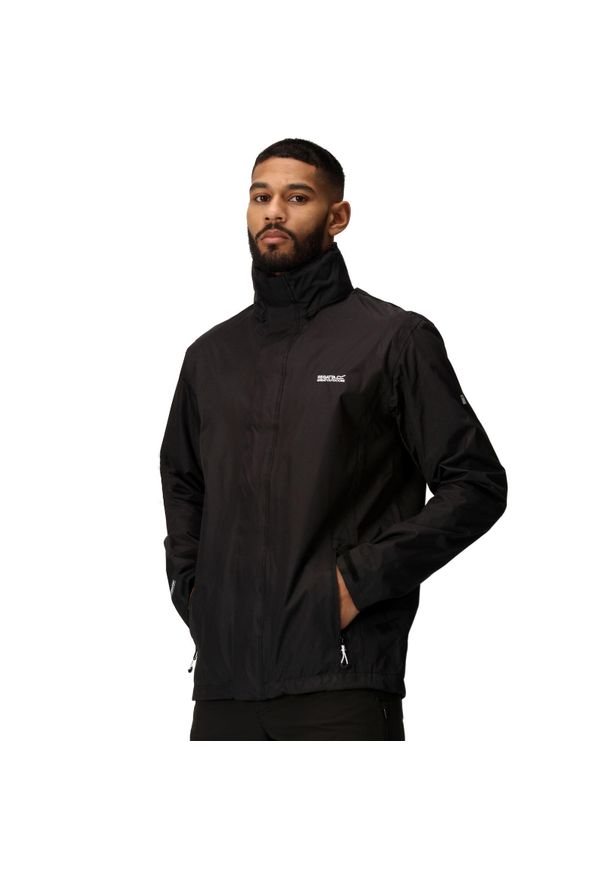 Regatta - Kurtka turystyczna przeciwdeszczowa męska Matt. Kolor: czarny. Sport: turystyka piesza
