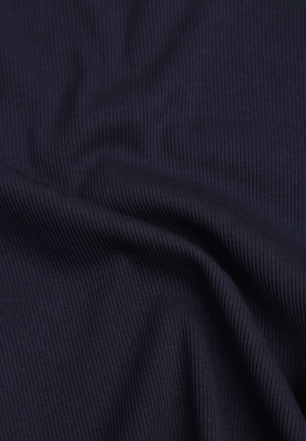 Renee - Granatowy Bawełniany T-shirt o Dopasowanym Kroju z Prążkowanego Materiału Lailya. Kolor: niebieski. Materiał: bawełna, prążkowany, materiał. Styl: elegancki