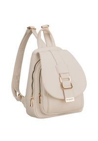 Mały plecak damski plecaczek miejski beżowy ze skóry ekologicznej Peterson PTN MBP-04-F19. Kolor: beżowy. Materiał: skóra ekologiczna #1