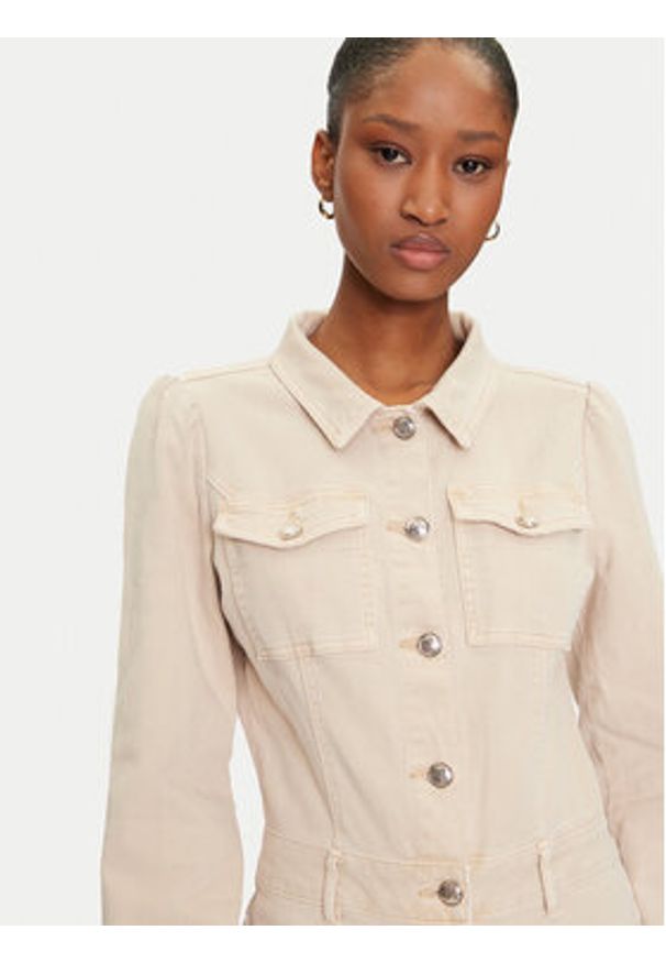 Morgan Kombinezon 251-PVARMA Beżowy Regular Fit. Kolor: beżowy. Materiał: jeans