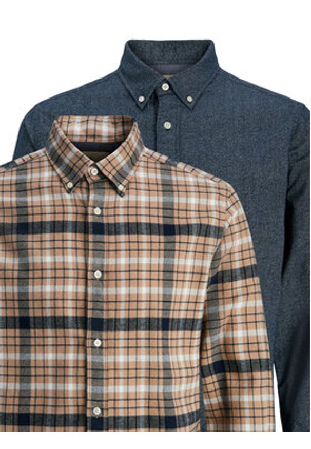 Jack & Jones - Jack&Jones Komplet 2 koszul Blubarkley 12294328 Beżowy Regular Fit. Kolor: beżowy. Materiał: bawełna