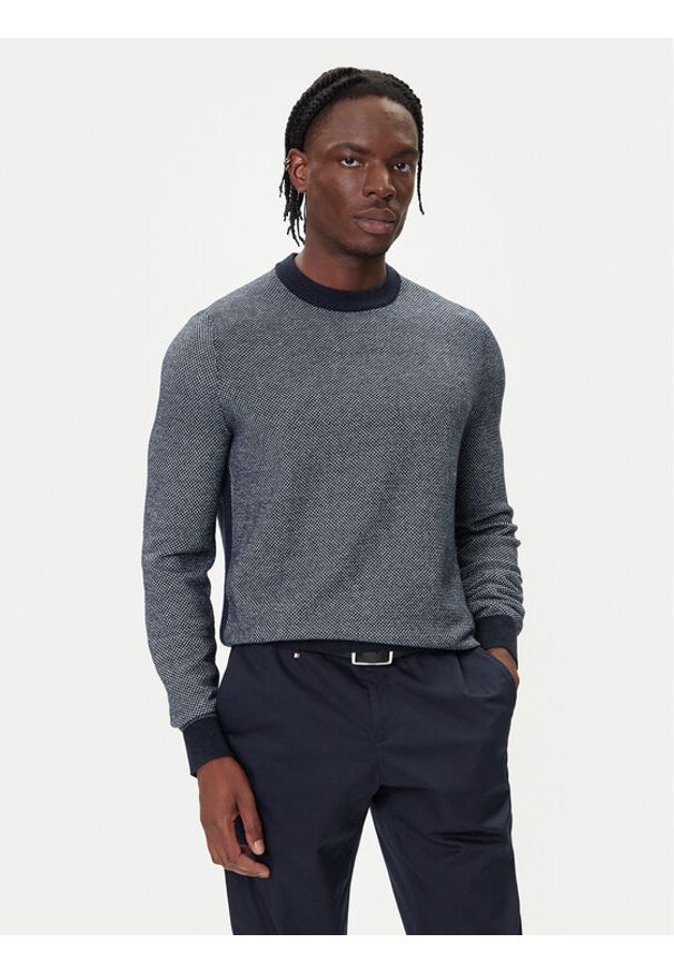BOSS Sweter H-Hestro 50549986 Granatowy Regular Fit. Kolor: niebieski. Materiał: wełna