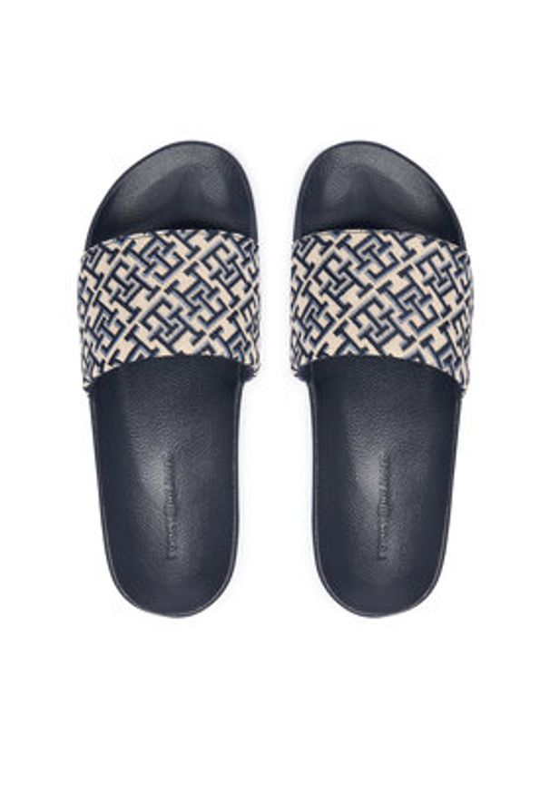 TOMMY HILFIGER - Tommy Hilfiger Klapki Monogram Pool Slide FW0FW09423 Granatowy. Kolor: niebieski. Materiał: materiał