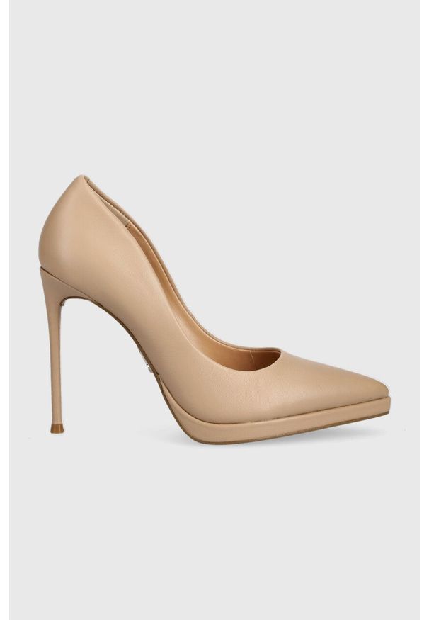 Steve Madden szpilki skórzane Klassy kolor beżowy SM11002464. Kolor: beżowy. Materiał: skóra. Obcas: na szpilce. Wysokość obcasa: średni