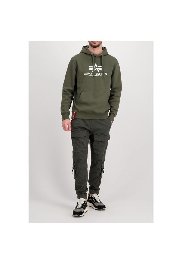 Alpha Industries Basic Hoody sportowa zielona (178312-257). Typ kołnierza: kaptur. Kolor: zielony. Materiał: bawełna