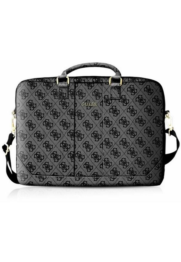 Guess 4G Uptown 15" szara. Kolor: szary. Materiał: skóra. Wzór: aplikacja. Styl: elegancki