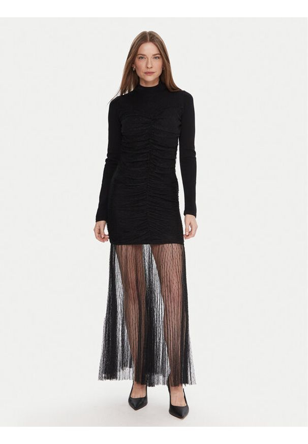 TwinSet - TWINSET Sukienka dzianinowa 252TT3262 Czarny Regular Fit. Kolor: czarny. Materiał: syntetyk