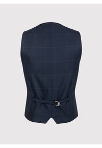 Pako Lorente - PAKO LORENTE – Granatowa kamizelka garniturowa w kratę Windowpane. Kolor: niebieski. Materiał: poliester, elastan, wiskoza #10