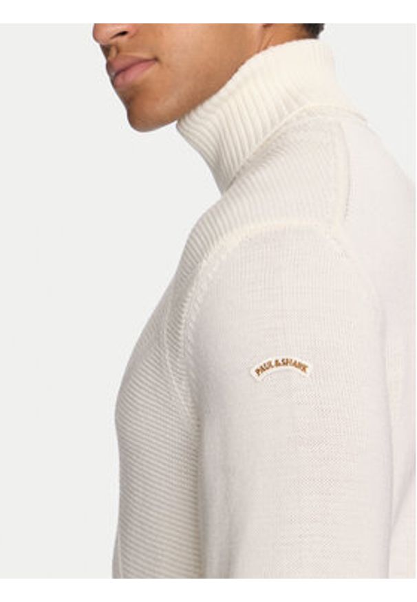 PAUL & SHARK - Paul&Shark Golf 14311078 Écru Regular Fit. Typ kołnierza: golf. Materiał: wełna