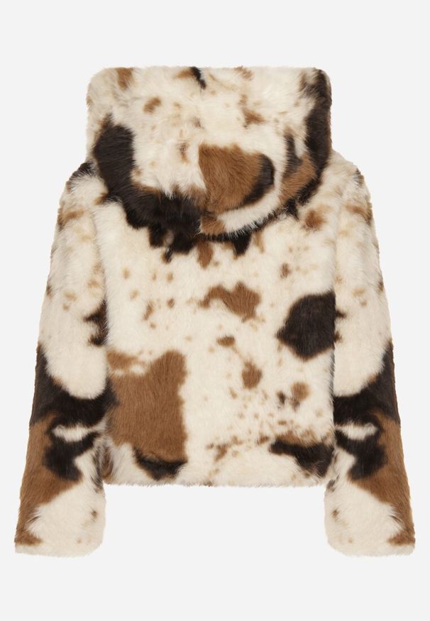 Born2be - Brązowo-Beżowa Kurtka Futerko o Dwurzędowym Kroju Oversize Nevisa. Okazja: na co dzień. Kolor: beżowy. Materiał: futro. Styl: elegancki, casual
