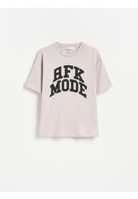 Reserved - Bawełniany t-shirt - beżowy. Kolor: beżowy. Materiał: bawełna #1