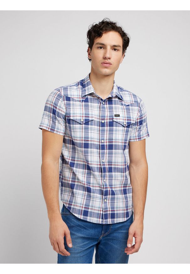 Lee - LEE MĘSKA KOSZULA LEE SS WESTERN SHIRT MEDIEVAL BLUE 112349936