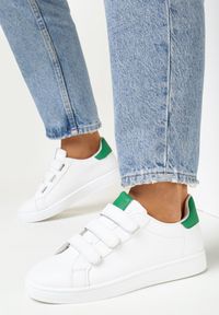 Born2be - Biało-Zielone Sneakersy Zapinane na Rzepy Fuve. Zapięcie: rzepy. Kolor: biały #4
