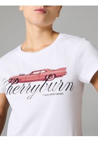 Sinsay - Bawełniana koszulka z nadrukiem - biały. Kolor: biały. Materiał: bawełna. Wzór: nadruk #1