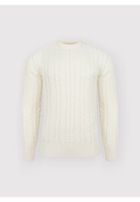 Pako Lorente - PAKO LORENTE - Beżowy sweter męski z kaszmirem. Kolor: beżowy. Materiał: kaszmir. Wzór: ze splotem. Sezon: jesień #3