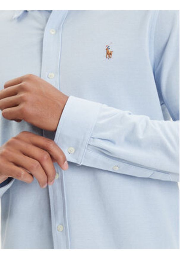 Polo Ralph Lauren Koszula 710932545013 Błękitny Slim Fit. Typ kołnierza: polo. Kolor: niebieski. Materiał: bawełna