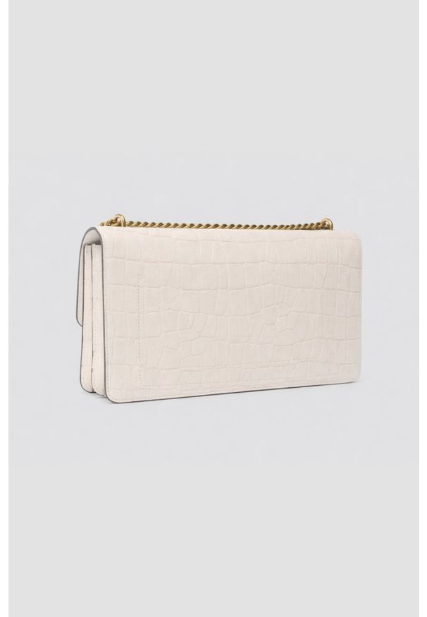 Pinko - PINKO Biała listonoszka damska Love One Classic DC Cocco Nabuccato. Kolor: biały. Wzór: motyw zwierzęcy. Materiał: z tłoczeniem. Styl: casual, klasyczny, elegancki