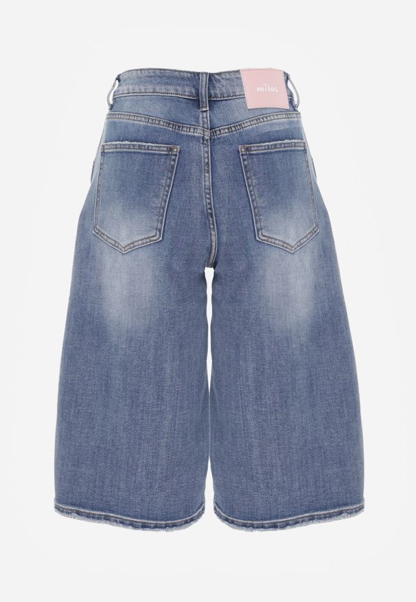 Renee - Niebieskie Jeansowe Szorty Casual Typu Jorts z Bawełną i Domieszką Wiskozy Polaera. Okazja: na co dzień. Kolor: niebieski. Materiał: jeans, bawełna, wiskoza. Sezon: lato. Styl: casual