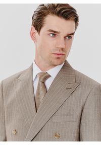 Pako Lorente - PAKO LORENTE – Beżowa marynarka garniturowa w prążki. Kolor: beżowy. Materiał: poliester, wiskoza. Wzór: prążki #7
