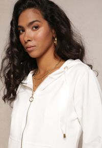 Renee - Biała Rozsuwana Bluza z Kapturem Lecua. Typ kołnierza: kaptur. Kolor: biały. Styl: klasyczny #4