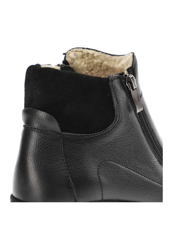 Czarne Botki Pollonus Damskie Wygodne Obuwie na Jesień. Okazja: na co dzień. Zapięcie: zamek. Kolor: czarny. Materiał: skóra. Sezon: jesień. Styl: casual, elegancki