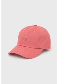 The North Face czapka kolor różowy gładka. Kolor: różowy. Wzór: gładki