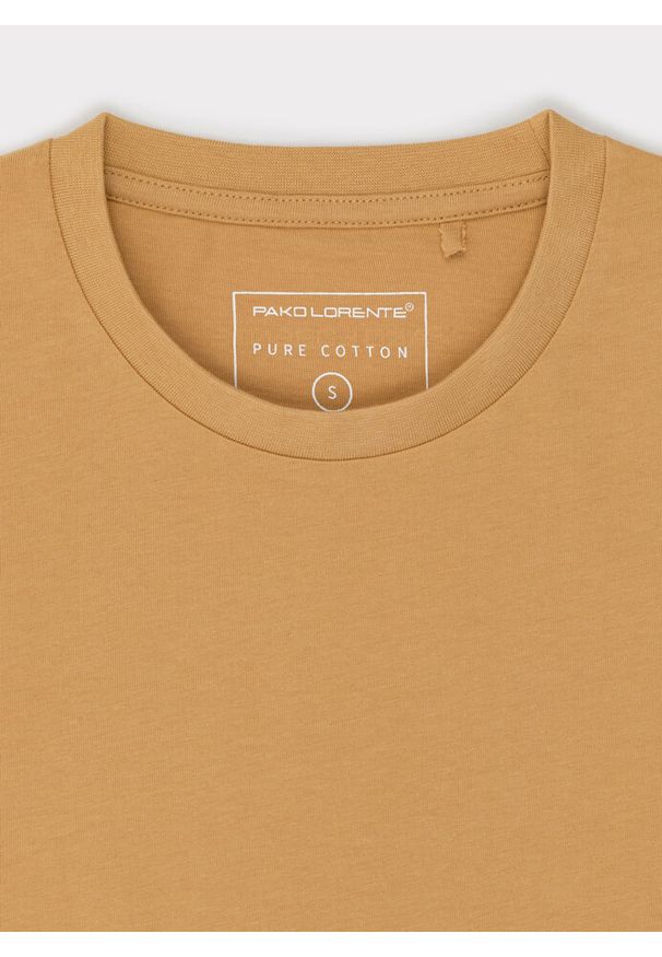 Pako Lorente - PAKO LORENTE – Bawełniany żółty t-shirt z okrągłym dekoltem. Okazja: na co dzień. Kolor: niebieski, żółty, czerwony. Materiał: bawełna. Styl: casual