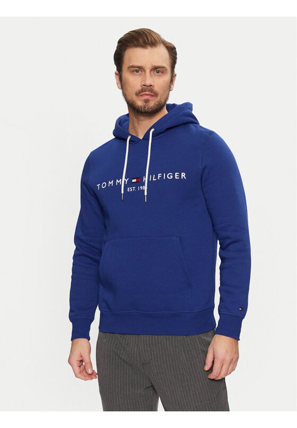 TOMMY HILFIGER - Tommy Hilfiger Bluza Logo MW0MW11599 Niebieski Regular Fit. Kolor: niebieski. Materiał: bawełna, syntetyk
