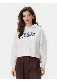 Tommy Jeans Bluza Script DW0DW20306 Beżowy Relaxed Fit. Kolor: beżowy. Materiał: bawełna