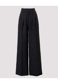 MARLU - Czarne spodnie z szerokimi nogawkami. Okazja: na spotkanie biznesowe, do pracy. Stan: podwyższony. Kolekcja: dla wysokich. Kolor: czarny. Materiał: wełna. Długość: długie. Styl: biznesowy, elegancki #3