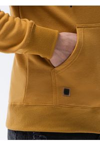 Ombre Clothing - Bluza męska rozpinana z kapturem BASIC B977 - musztardowa - XXL. Typ kołnierza: kaptur. Kolor: żółty. Materiał: bawełna, poliester #3