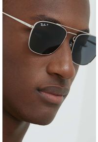 Ray-Ban okulary przeciwsłoneczne męskie kolor srebrny. Kształt: prostokątne. Kolor: srebrny #6