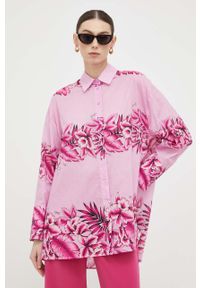 Pinko koszula bawełniana damska kolor różowy relaxed z kołnierzykiem klasycznym. Typ kołnierza: kołnierzyk klasyczny. Kolor: różowy. Materiał: bawełna. Styl: klasyczny #1