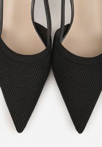 Renee - Czarne Ażurowe Sandały na Szpilce Typu Slingback Pavidia. Zapięcie: sprzączka. Kolor: czarny. Materiał: koronka. Wzór: ażurowy. Obcas: na szpilce #2