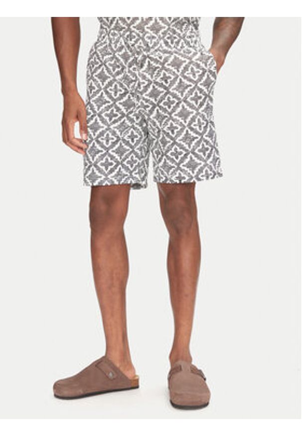 Jack & Jones Komplet koszula i szorty materiałowe Seersucker 12284648 Szary Relaxed Fit. Kolor: szary. Materiał: bawełna