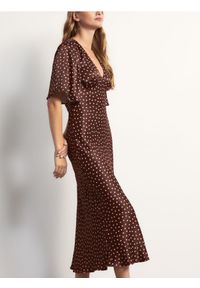 Reserved - Sukienka maxi z wiskozy - brązowy. Kolor: brązowy. Materiał: wiskoza. Długość: maxi #1