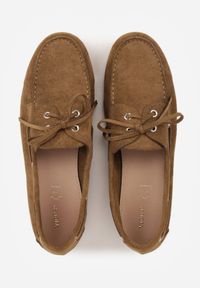 Born2be - Ciemnobeżowe Mokasyny VICES ze Skórzaną Wkładką Ozdobione Wiązaniem Pireronei. Nosek buta: okrągły. Zapięcie: sznurówki. Kolor: beżowy. Materiał: skóra. Wzór: aplikacja. Obcas: na obcasie. Styl: klasyczny. Wysokość obcasa: niski #8