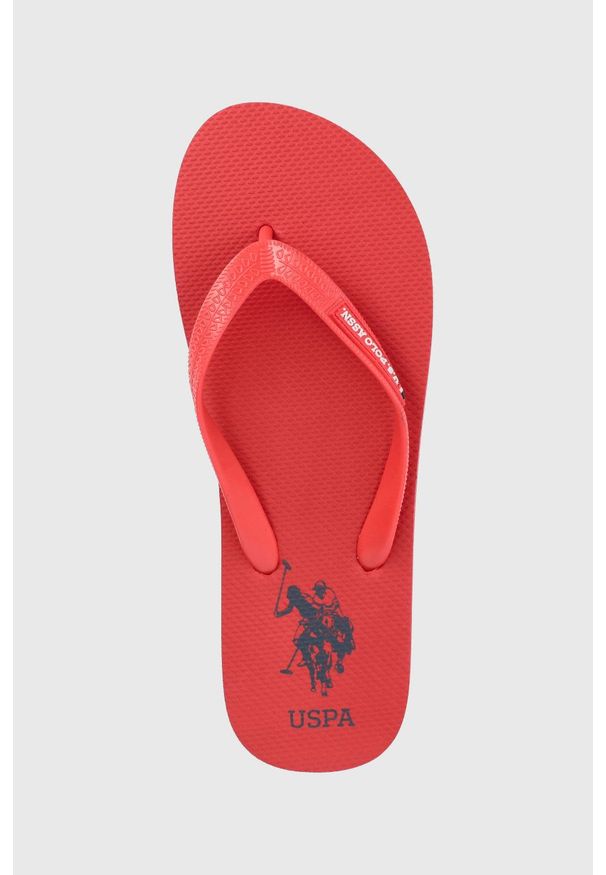 U.S. Polo Assn. japonki męskie kolor czerwony. Kolor: czerwony. Materiał: materiał. Wzór: gładki. Obcas: na obcasie. Wysokość obcasa: niski