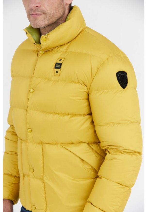 Blauer USA - BLAUER Żółta puchowa kurtka męska FLETCHER. Kolor: żółty. Materiał: puch