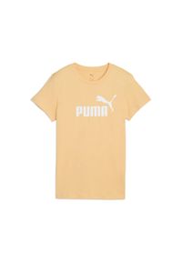 Puma - Damska koszulka z logo ESS No. 1 PUMA Almost Apricot Orange. Kolor: pomarańczowy, wielokolorowy, żółty. Sport: fitness