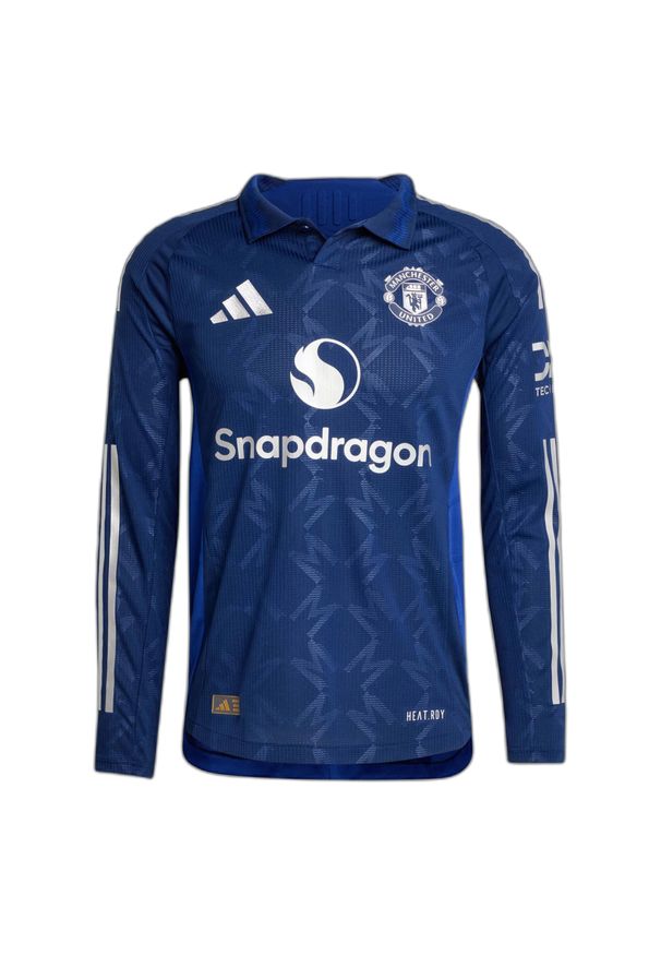 Adidas - Autentyczna koszulka z długim rękawem Manchester United 2024/25. Kolor: niebieski. Długość rękawa: długi rękaw. Długość: długie. Sport: piłka nożna
