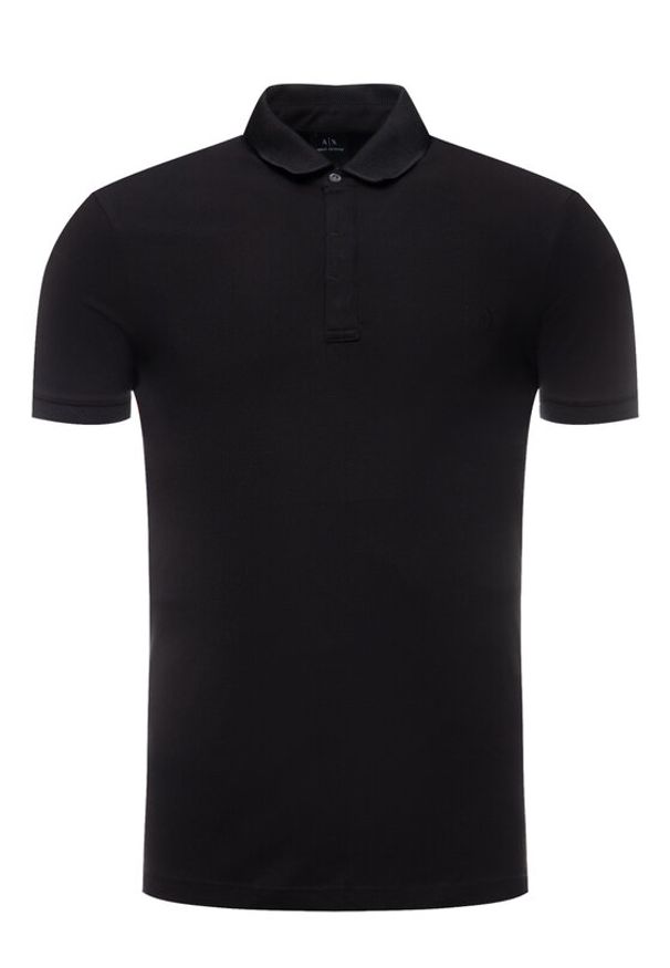 Armani Exchange Polo 8NZF91 ZJ81Z 1200 Czarny Slim Fit. Typ kołnierza: polo. Kolor: czarny. Materiał: bawełna
