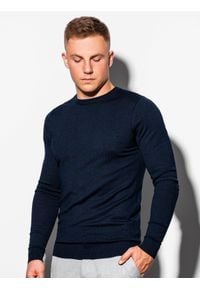 Ombre Clothing - Sweter męski E177 - granatowy - XXL. Kolor: niebieski. Materiał: nylon, wiskoza. Styl: klasyczny #4