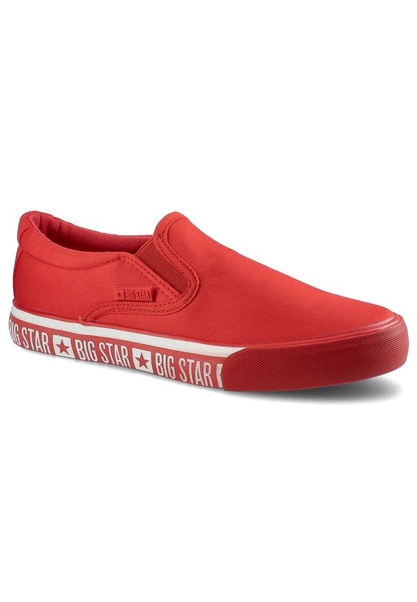 Big-Star - Czerwone Tenisówki Big Star Modne Obuwie Damskie. Okazja: na co dzień. Kolor: czerwony. Materiał: materiał. Styl: casual, sportowy