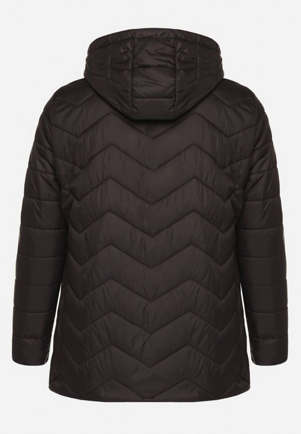 Born2be - Czarna Kurtka Wiatrówka z Pikowaniem i Kapturem z Możliwością Odpięcia Selvila. Okazja: na co dzień. Kolor: czarny. Materiał: materiał, jeans. Styl: elegancki, casual