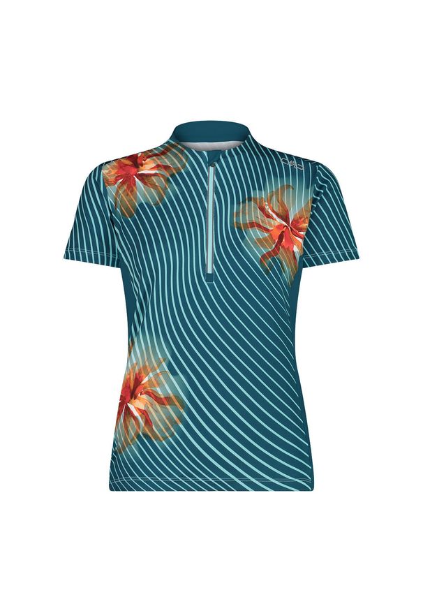 Damska koszulka z zamkiem błyskawicznym CMP. Kolor: niebieski. Sport: kolarstwo