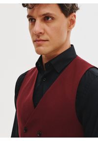 Pako Lorente - PAKO LORENTE - Bordowa dwurzędowa kamizelka męska. Kolor: czerwony. Materiał: elastan, wiskoza, poliester, wełna. Styl: młodzieżowy, elegancki #6